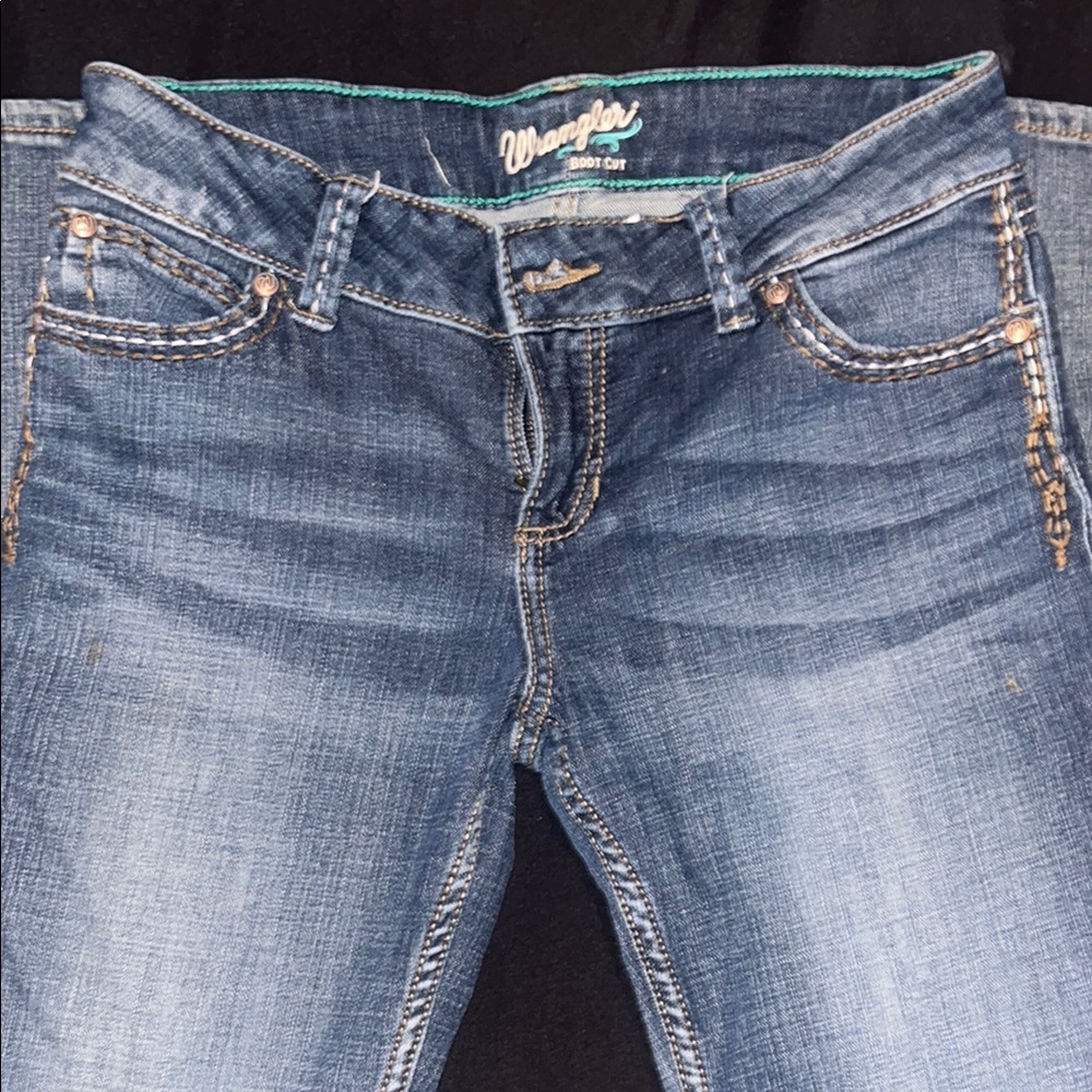 Wrangler Boot Cut Jeans in Blue - Picture 2 of 3
